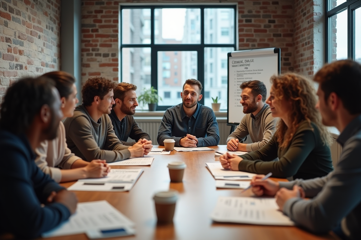 Groupe diversifié en atelier d