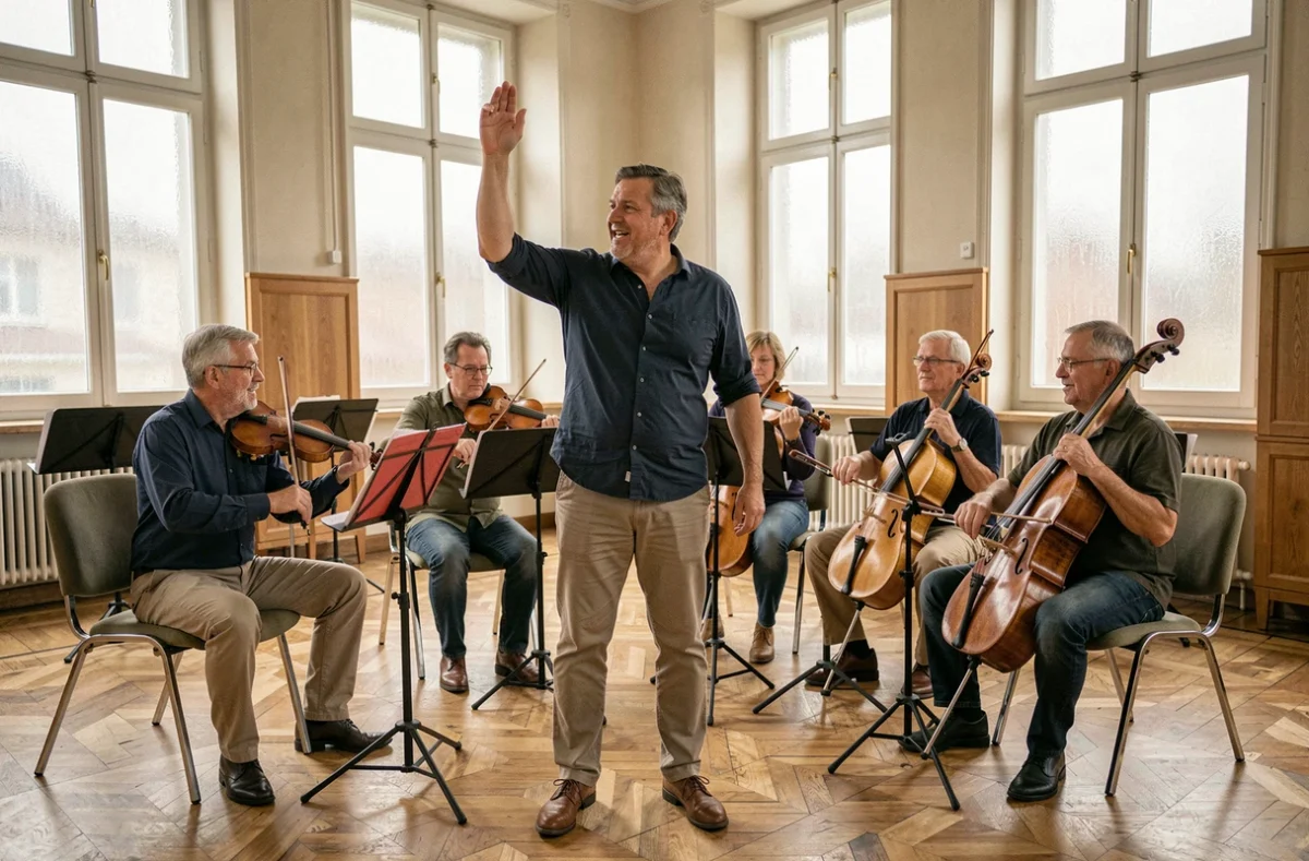 Chef d'ensemble dirigeant des musiciens amateurs à l'École Municipale de Musique d'Armentières