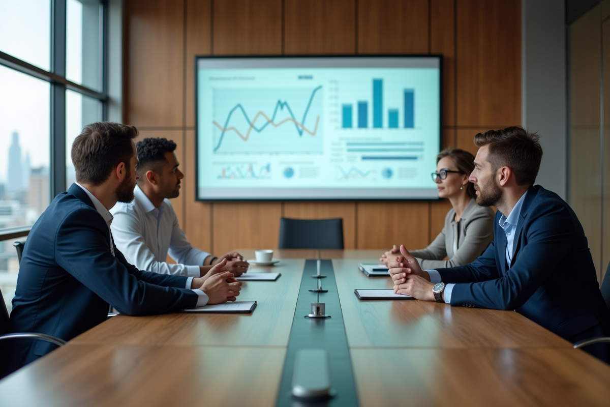 Groupe de professionnels discutant autour d une table de réunion