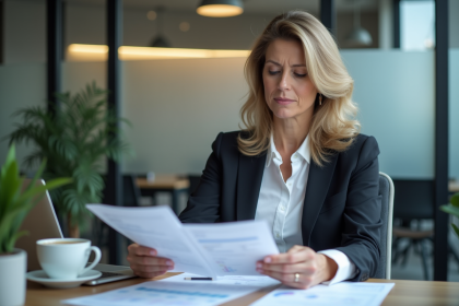 Femme d affaires en réunion de travail dans un bureau moderne
