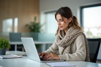 Femme travaillant dans un bureau municipal à Amiens