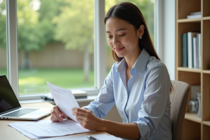Femme d'affaires en bureau moderne et lumineux