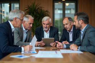 Groupe de professionnels en réunion de formation