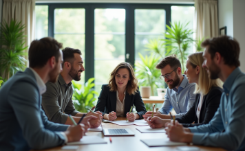 Communication : les 6 facteurs incontournables pour réussir Groupe de professionnels en réunion dans un bureau moderne