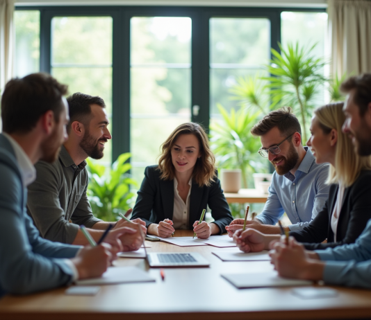 Communication : les 6 facteurs incontournables pour réussir Groupe de professionnels en réunion dans un bureau moderne