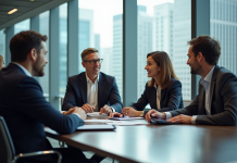 Techniques communication: expert analyse 4 meilleures méthodes Groupe de professionnels en réunion dans un bureau moderne