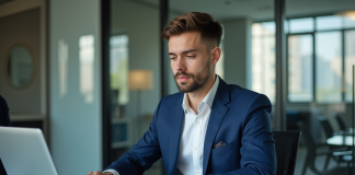 Analyste financier : quel diplôme choisir pour cette profession en France ? Jeune homme d'affaires en costume bleu analyse des graphiques financiers