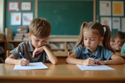Adolescentes concentrés sur leurs devoirs en classe