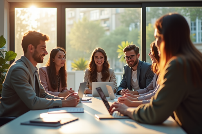 Groupe de jeunes professionnels à Bordeaux en réunion