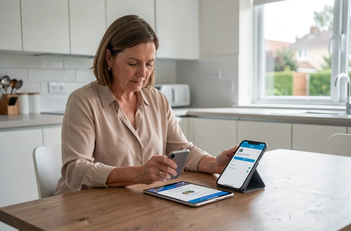Parent configurant l'accès au portail Lycée Connecté sur tablette et smartphone depuis son domicile